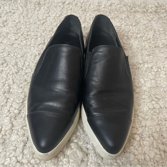VINCE Black Leather Slip On Sneakers 6 - Picture 3 of 8